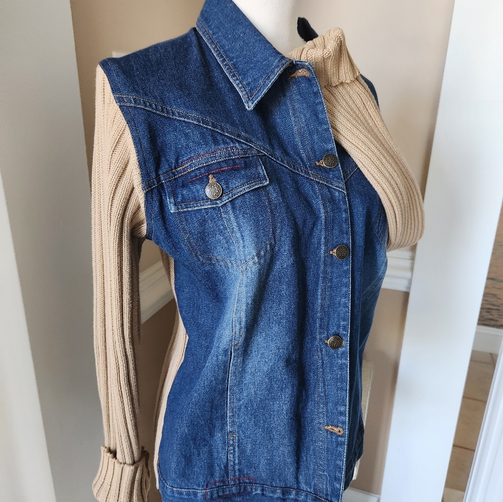 NWOT ❗️  vintage Maurice season KiKiT denim sweater Jean jacket size L cardigan